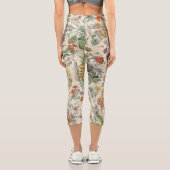 Vintages botanisches Muster Capri Leggings (Rückseite)