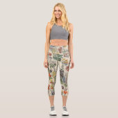 Vintages botanisches Muster Capri Leggings (Vorderseite)