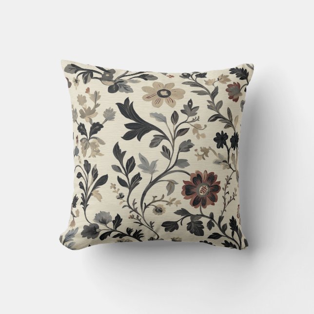 Vintages botanisches Muster Kissen (Vorderseite)