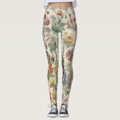 Vintages botanisches Muster Leggings (Vorderseite)