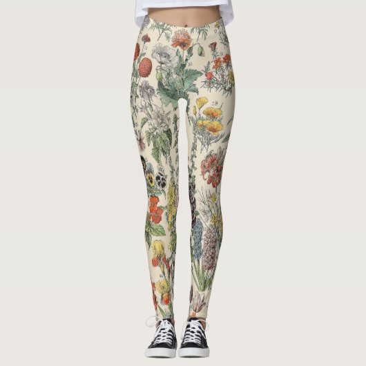 Vintages botanisches Muster Leggings (Vorderseite)