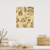 Vintages botanisches Muster Poster (Küche)