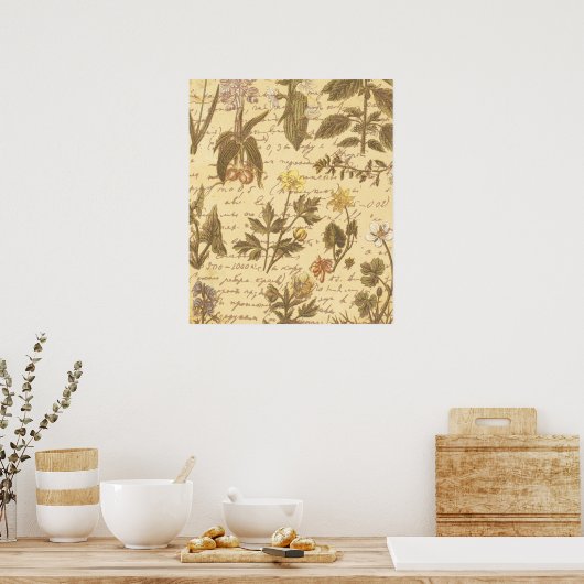 Vintages botanisches Muster Poster (Küche)