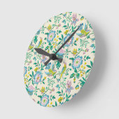 Vintages botanisches Muster Runde Wanduhr (Winkel)