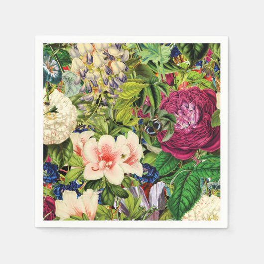 Vintages botanisches Muster Serviette (Vorderseite)