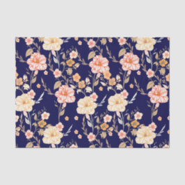 Vintages Botanisches Navy Blush Pink Floral Elegan Seidenpapier