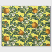 Vintages botanisches Orange Fruchtblossom Muster Geschenkpapier (Flach)
