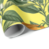 Vintages botanisches Orange Fruchtblossom Muster Geschenkpapier (Rolleneckpunkt)