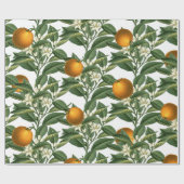Vintages botanisches Orange Fruchtblossom Muster Geschenkpapier (Flach)