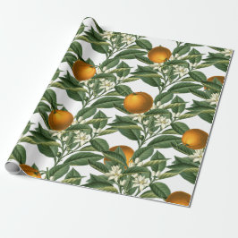 Vintages botanisches Orange Fruchtblossom Muster Geschenkpapier