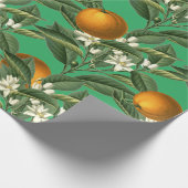 Vintages botanisches Orange Fruchtblossom Muster Geschenkpapier (Ecke)