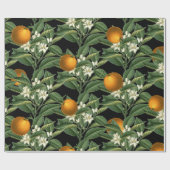 Vintages botanisches Orange Fruchtblossom Muster Geschenkpapier (Flach)