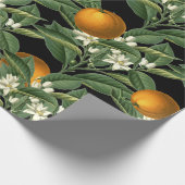 Vintages botanisches Orange Fruchtblossom Muster Geschenkpapier (Ecke)