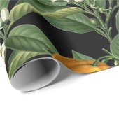 Vintages botanisches Orange Fruchtblossom Muster Geschenkpapier (Rolleneckpunkt)