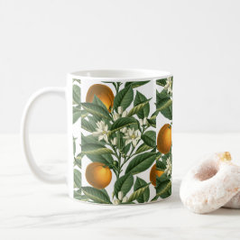 Vintages botanisches Orange Fruchtblossom Muster Kaffeetasse
