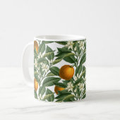 Vintages botanisches Orange Fruchtblossom Muster Kaffeetasse (Vorderseite Links)