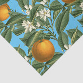 Vintages botanisches Orange Fruchtblossom Muster Seidenpapier (Detail)