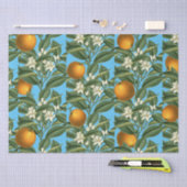 Vintages botanisches Orange Fruchtblossom Muster Seidenpapier (Handwerk)