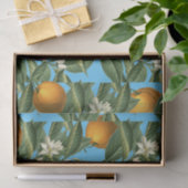 Vintages botanisches Orange Fruchtblossom Muster Seidenpapier (Geschenk)