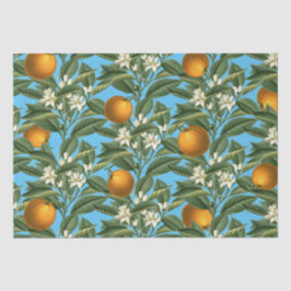 Vintages botanisches Orange Fruchtblossom Muster Seidenpapier