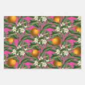Vintages botanisches Orangenfruchtblossom Hot Pink Geschenkpapier Set (Vorderseite)