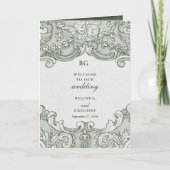 Vintages botanisches Party Hochzeitstag Programm (Vorderseite)