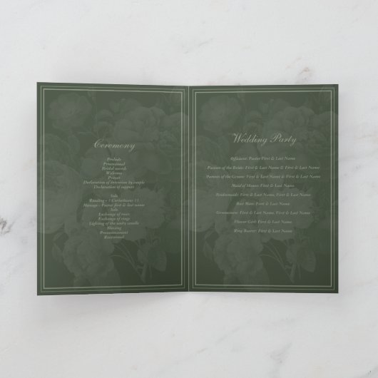 Vintages botanisches Party Hochzeitstag Programm (Innenseite)