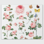 VINTAGES BOTANISCHES PINKROSES-PAPIER GESCHENKPAPIER (Flach)