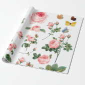 VINTAGES BOTANISCHES PINKROSES-PAPIER GESCHENKPAPIER (Ungerollt)
