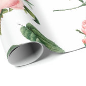 VINTAGES BOTANISCHES PINKROSES-PAPIER GESCHENKPAPIER (Rolleneckpunkt)