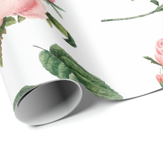 VINTAGES BOTANISCHES PINKROSES-PAPIER GESCHENKPAPIER (Rolleneckpunkt)