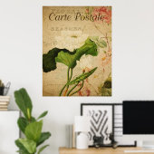 Vintages botanisches Poster - Lotus-Blume (Heimbüro)