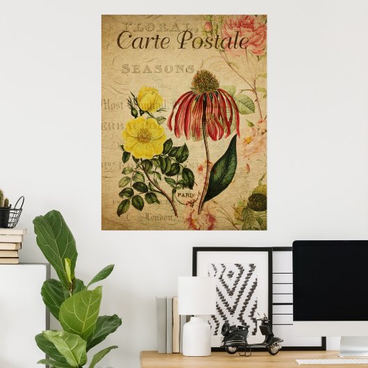 Vintages botanisches Poster - Rudbeckia (Heimbüro)