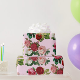 Vintages botanisches/rosa Rosendekor oder Geschenkpapier