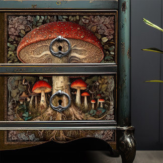 Vintages Botanisches Rotes Pilz Entdeckungsreise z Seidenpapier