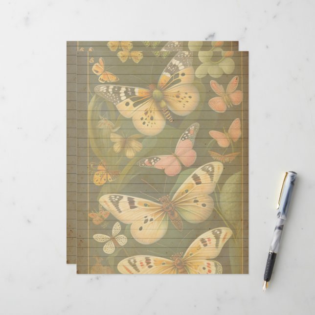 Vintages Botanisches Schmetterlingsbuch (Vorderseite/Rückseite Beispiel)