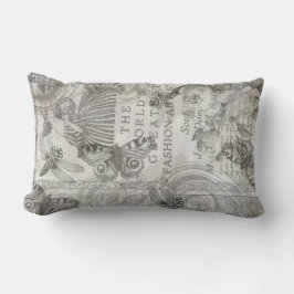 Vintages Botanisches Schmetterlingskript Schwarz/W Lendenkissen