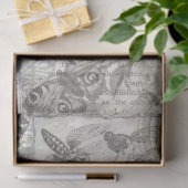 Vintages Botanisches Schmetterlingskript Schwarz/W Seidenpapier (Geschenk)