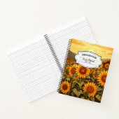 Vintages botanisches Sonnenblumenkomposition Notizblock (Innenseite)