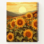 Vintages botanisches Sonnenblumenkomposition Notizblock (Rückseite)