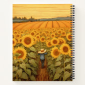 Vintages botanisches Sonnenblumenkomposition Notizblock (Rückseite)