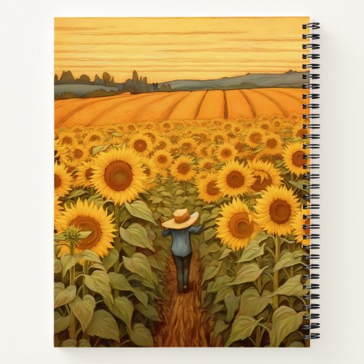 Vintages botanisches Sonnenblumenkomposition Notizblock (Rückseite)