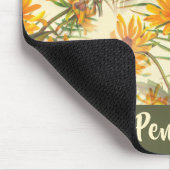 Vintages botanisches Sonnenblumenmuster mit Namen Mousepad (Ecke)