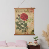 Vintages botanisches Tapestry - Französische Rote  Wandteppich Mit Holzrahmen (Schlafzimmer)