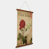 Vintages botanisches Tapestry - Französische Rote  Wandteppich Mit Holzrahmen (Gewinkelt)