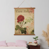 Vintages botanisches Tapestry - Französische Rote  Wandteppich Mit Holzrahmen (Schlafzimmer)