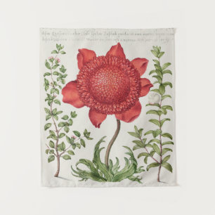 Vintages botanisches Tapisserie Wandteppich