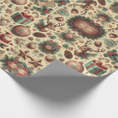 Vintages botanisches Weihnachtsmuster Geschenkpapier (Ecke)