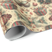 Vintages botanisches Weihnachtsmuster Geschenkpapier (Rolleneckpunkt)