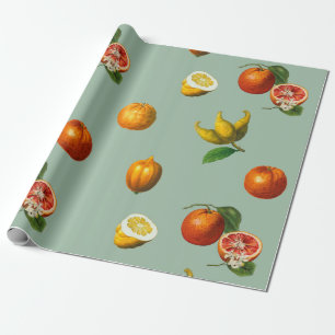 Vintages botanisches Zitruspapier Geschenkpapier